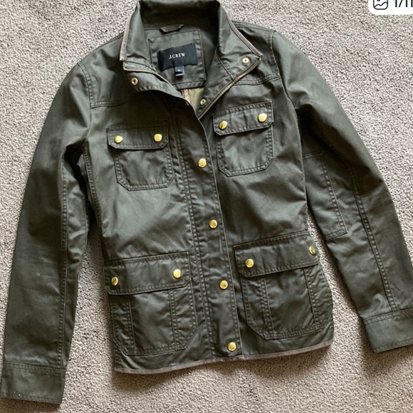 J. Crew Olive waxed cotton Green Utility chore Jacket xs - Picture 1 of 7